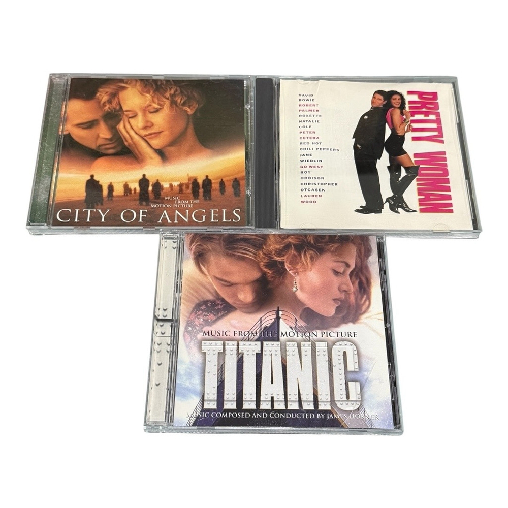 Lot of 3 CD Soundtracks Titanic City Of Angels Pretty Woman Movie Music 1990s